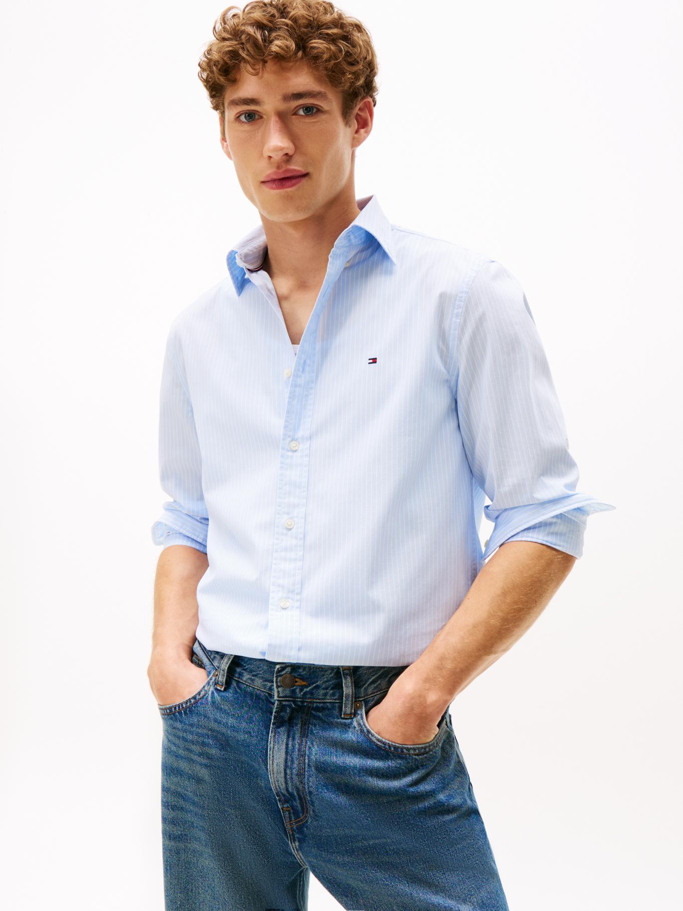 Camisa de poplin rayada regular fit
