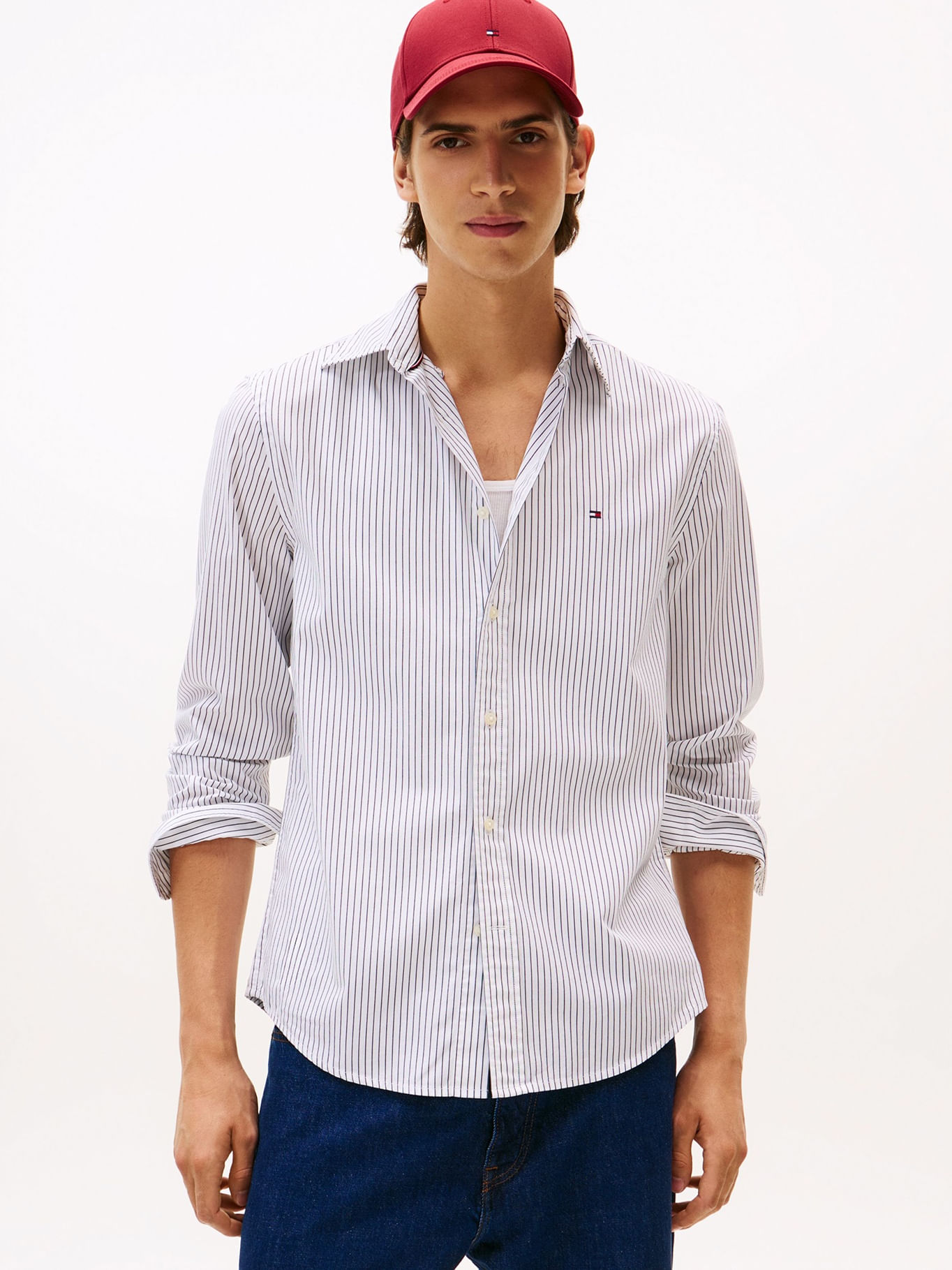 Camisa de poplin rayada regular fit