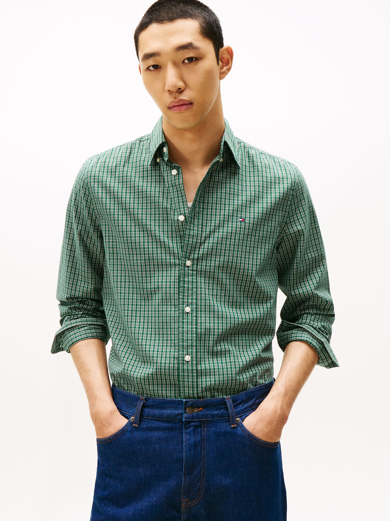 Camisa de poplin de cuadros regular fit