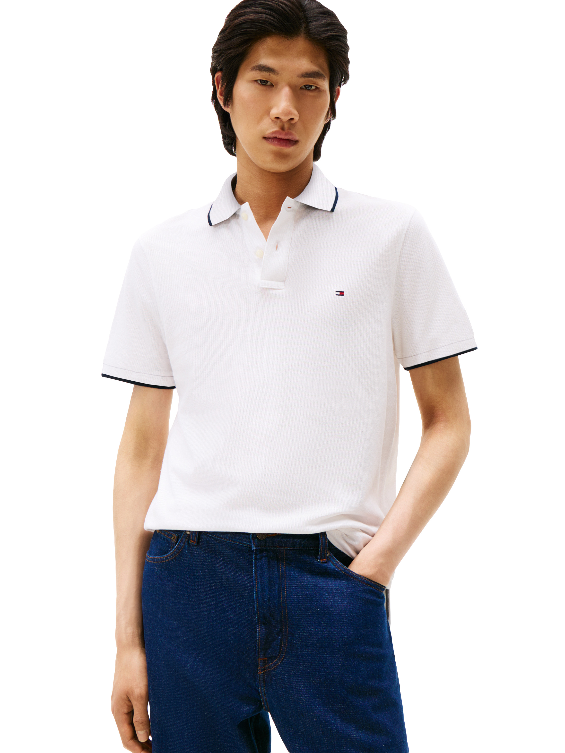 Chomba de pique con cuello y mangas distintivas regular fit - TALLA:XL