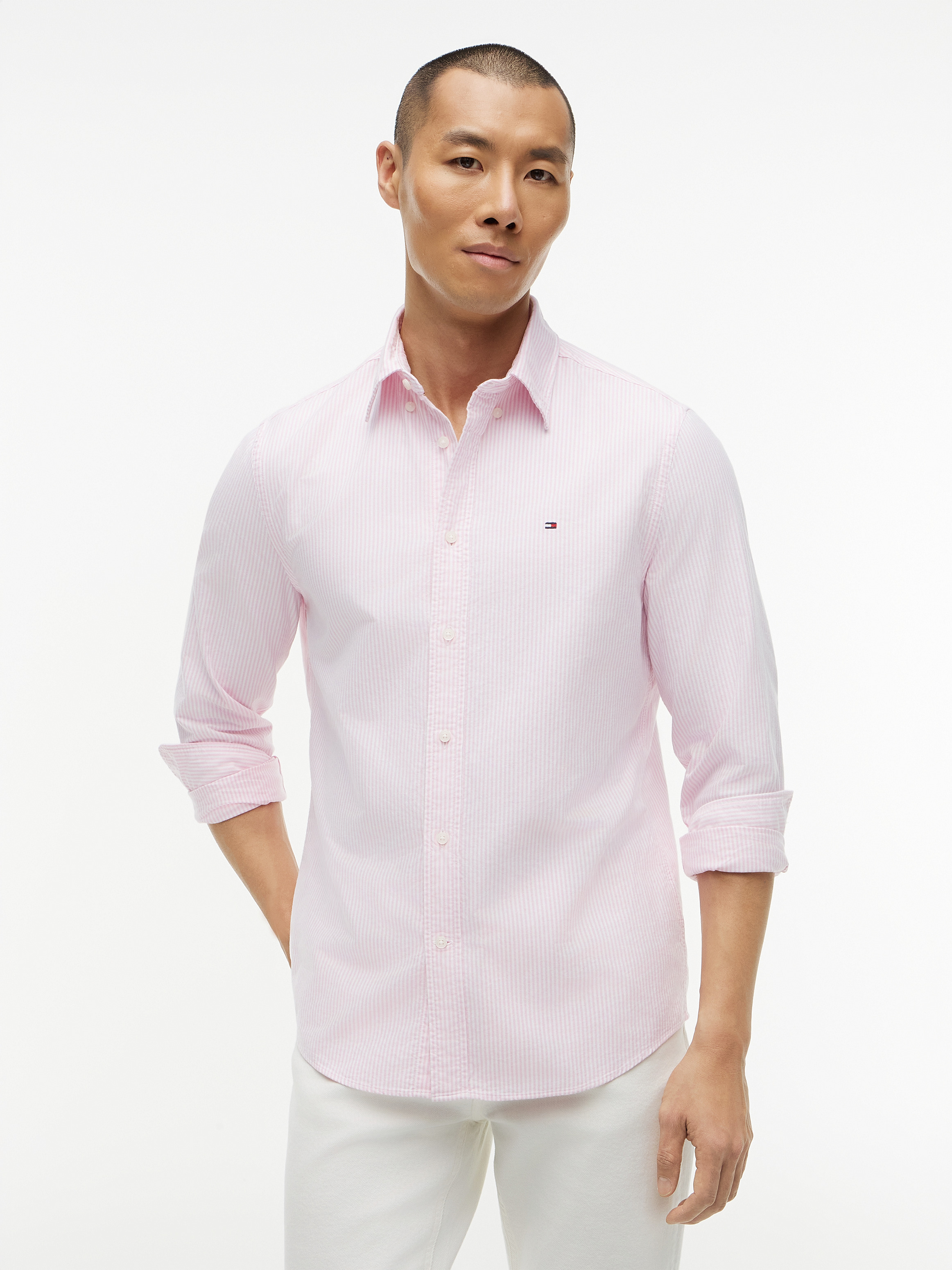 Camisa poplin rayada regular fit