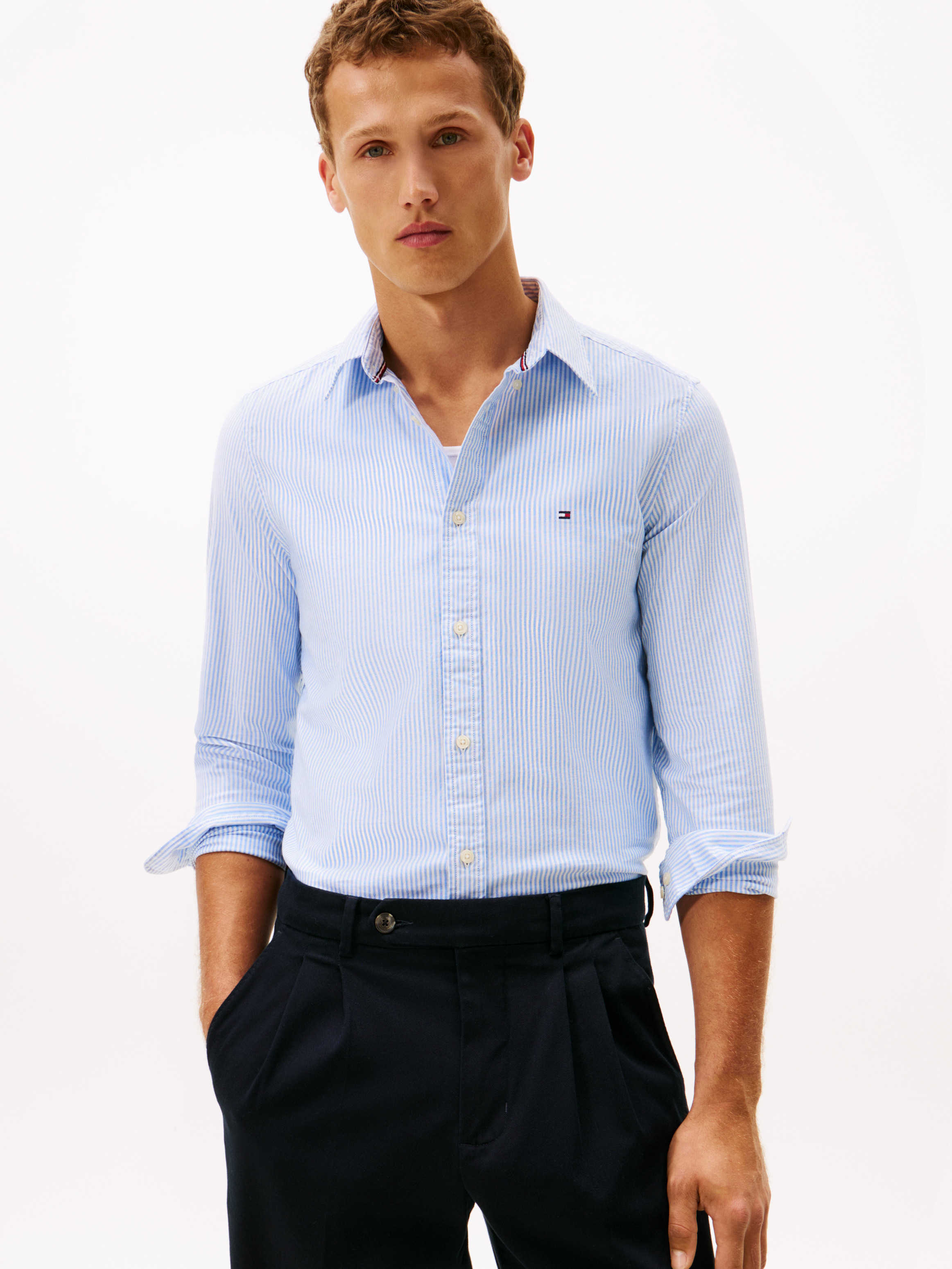 Camisa oxford con diseño de rayas slim fit