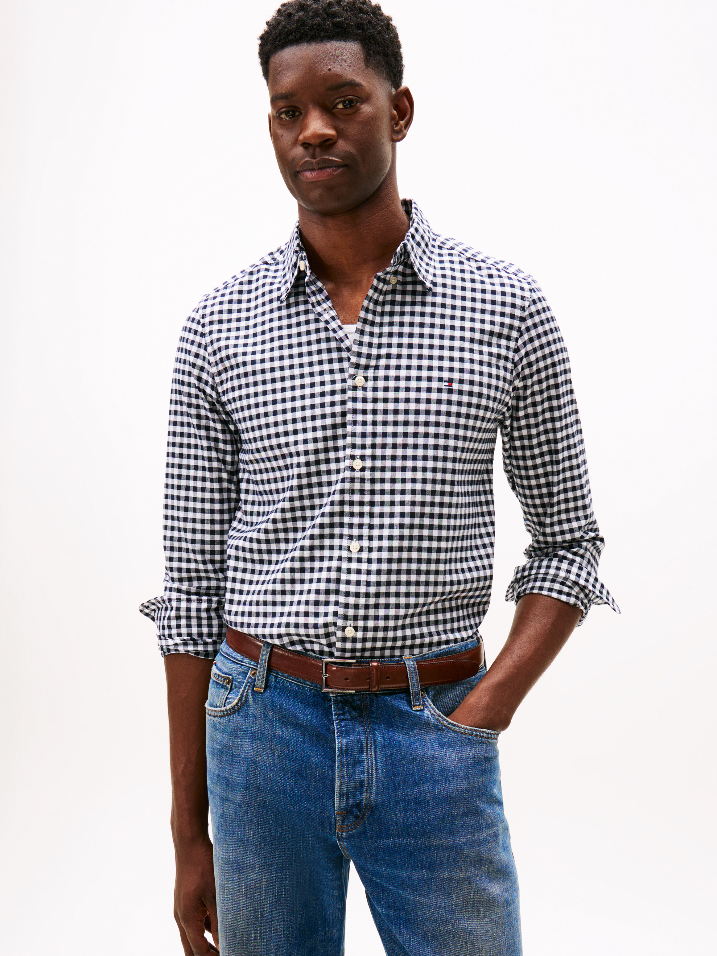 Camisa de poplín cuadrille slim fit