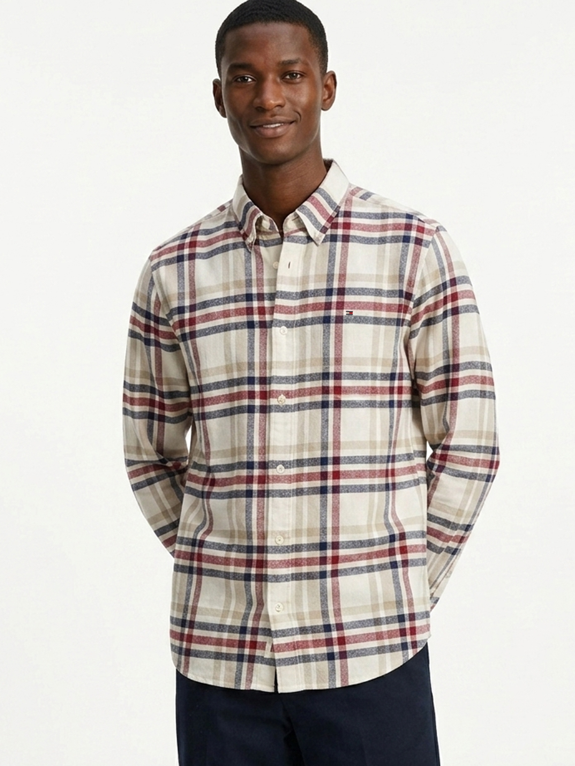 Camisa de cuadros manga larga de cort regular